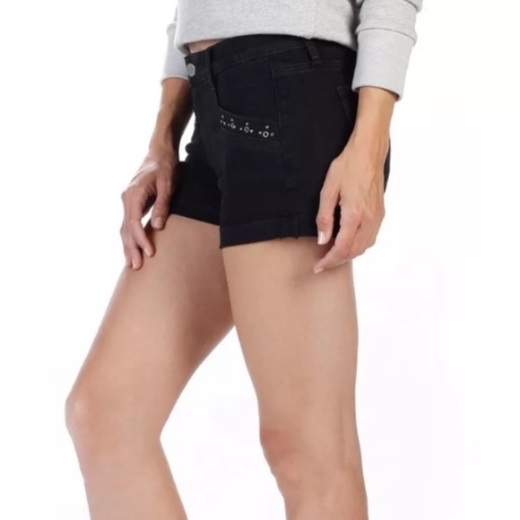PAIGE X Rosie HW Anja Shorts in "Onyx" Black Embellished Grommet Silver Size 27 - Picture 3 of 14
